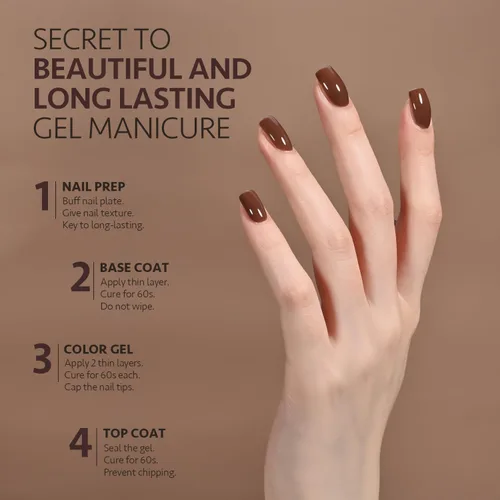 Miniatura 4 de GAOY - Esmalte de uñas de gel marrón, 16ml de esmalte de gel para quitar por remojo, curado con luz UV para arte de uñas, manicura DIY en casa, 2088