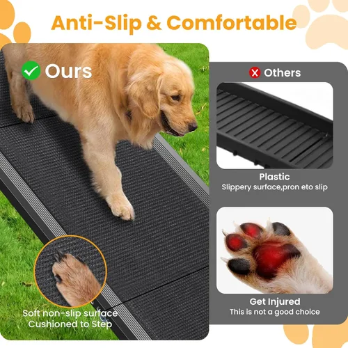 Miniatura 7 de Rampa para perros para automóvil, 71''x 17'' rampa para mascotas para perros grandes con superficie antideslizante, rampas extra largas para perros
