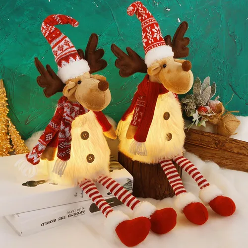Juegoal Paquete de 2 renos de Navidad iluminados con patas colgantes, figuras de alce rodolfo hechas a mano de 23 pulgadas, regalo de vacaciones de