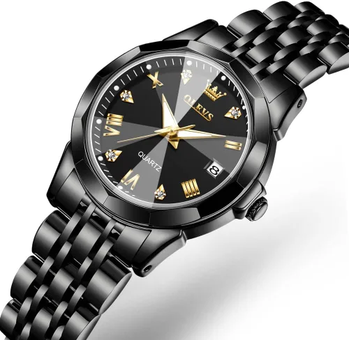 Miniatura 9 de OLEVS - Reloj de mujer de moda, reloj de vestir con diamantes, para mujer, analógico, de cuarzo, acero inoxidable, impermeable, luminoso, con fecha