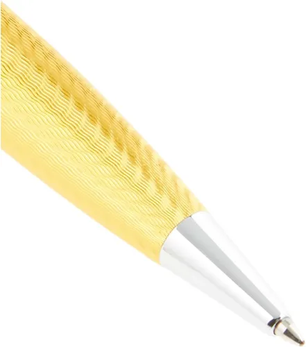 Miniatura 3 de Conklin Herringbone Signature - Bolígrafo amarillo con borde cromado, llamativo diseño grabado, recargable y duradero, regalo ideal para entusiastas