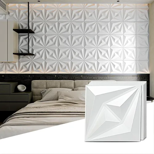 Miniatura 11 de AMZDEPOT Paneles de pared 3D para decoración de pared interior, 3 opciones de diseño, decoración de pared texturizada de PVC para sala de estar