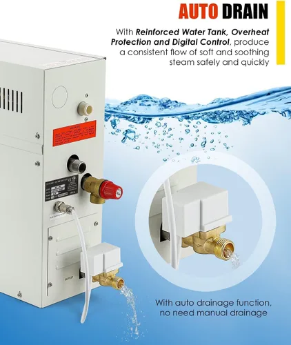 Miniatura 2 de CGOLDENWALL Generador de vapor de lujo de 10.5 KW, kit completo de sistema de ducha para sauna de vapor para el hogar, spa, generador de baño