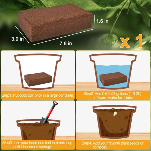 Miniatura 2 de Fibra de Coco Orgánica 1 Pieza Ladrillo de Fibra de Coco Comprimido Sustrato de Cáscara de Fibra de Coco Mantillo Núcleo de Corteza de Coco Medio