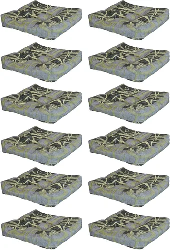 Sunnydaze 20-Inch Square Tufted Indoor or Outdoor Patio Cushions - Modern Jazz - Six 2-Piece Pillow Sets