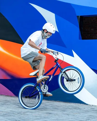 Miniatura 4 de vollsch Bicicletas BMX Freestyle de 18 y 20 pulgadas para adolescentes de 6 a 15 años de edad, niños, niñas, principiantes con palanca, varios Azul
