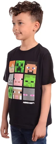 Miniatura 5 de Minecraft Big Boys Box Figures Creepers - Camiseta de manga corta con cuello redondo color negro