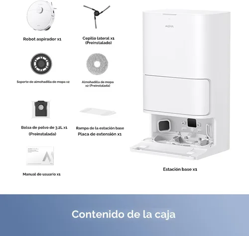 Miniatura 10 de Mova E40 Ultra Robot Aspiradora y Trapeadora, Succión de 19,000Pa, Trapeador Extensible y Elevable, Estación Todo en Uno, Vaciado Automático, Lavado