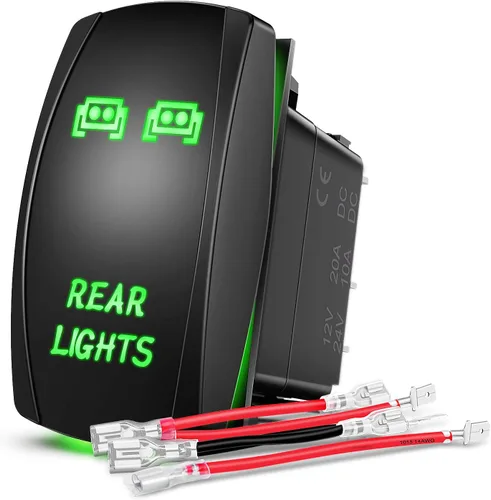 Miniatura 34 de Nilight NI-RS05 Interruptor basculante de barra de luz LED de 5 pines con láser, luces traseras, 20 A/12 V, 10 A/24 V, juego de cables de puente, 2