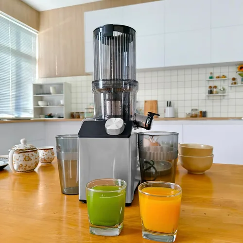 Miniatura 9 de Exprimidor de prensa en frío, Máquinas de exprimidor de canal de alimentación ancha, Exprimidores de masticación lenta de acero inoxidable fáciles