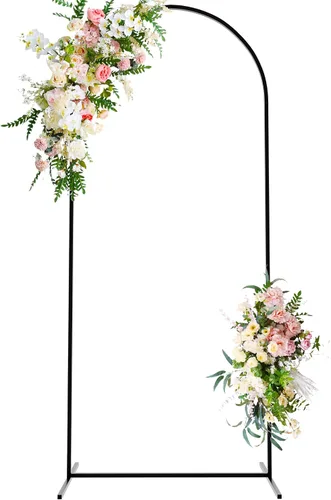 Miniatura 11 de Soporte de arco de boda de Wokceer 6.6 pies de fondo de arco blanco de metal Chiara soporte de fondo de arco para boda ceremonia fiesta