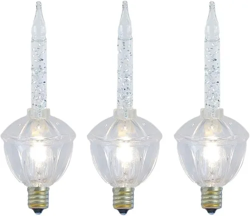 Novelty Lights Paquete de 3 luces de burbujas con purpurina de repuesto, líquido transparente con bombillas y bases transparentes, bombillas