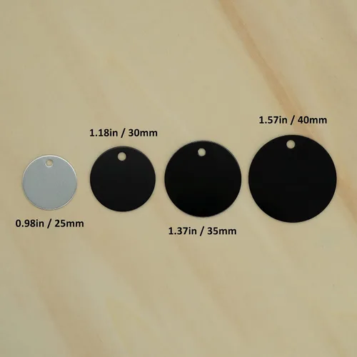 Miniatura 6 de Etiquetas redondas de aluminio en blanco para estampar espacios en blanco para grabar, paquete de 25 (plata)