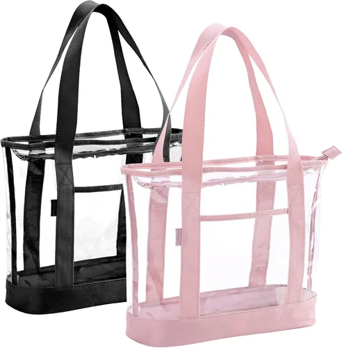 Miniatura 8 de Bolso transparente BORMELUN, con asa de cremallera para el trabajo, plástico transparente para mujer