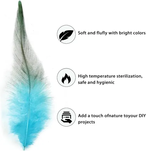 Miniatura 3 de Plumas para manualidades, 240 piezas de 5-7 pulgadas de color azul agua, plumas de gallo Saddle Hackle, plumas a granel para bodas, fiestas en casa