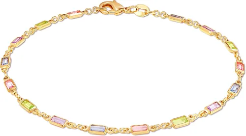 Barzel Tobillera baguette bañada en oro de 18 quilates y cristal multicolor