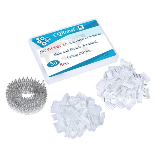 Miniatura 126 de CQRobot JST EL 4.5 mm de paso 2 pines conector electrónico IC macho, enchufes hembra carcasa y kit de terminales de crimpado en T macho/hembra. 50