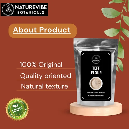 Miniatura 2 de Naturevibe Botanicals Harina de Teff marrón de 5 libras 100% grano entero y sin gluten Finamente molida, alta en fibra y proteína vegetal