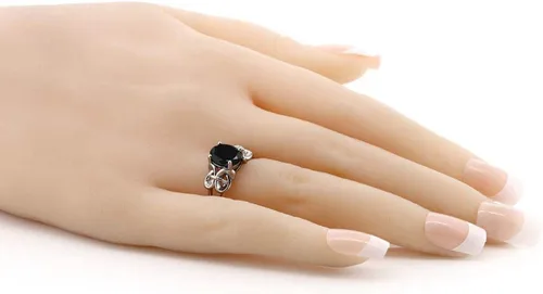 Miniatura 124 de Gem Stone King Anillo de compromiso ovalado con piedra natal para mujer, plata de ley 925, ovalado de 0.354 x 0.276 in, anillo de compromiso