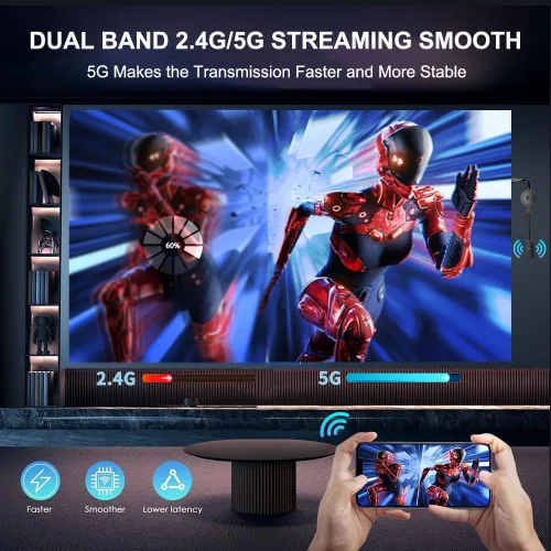 Miniatura 7 de Adaptador de pantalla HDMI inalámbrico 4K, receptor de reflejo de pantalla para i-Phone, i-Pad, Android, tableta, portátil, Windows a Gris