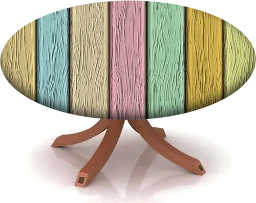 Miniatura 13 de Mantel redondo ajustable con patrón marítimo, borde elástico, adecuado para catering y cocina, se puede limpiar con el mantel de mesa redonda