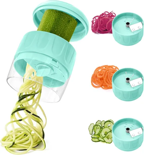Miniatura 9 de Cortador espiralizador de verduras 3 en 1, máquina ajustable de fideos de zanahoria y calabacín, cortador en espiral de pepino, herramienta de Verde