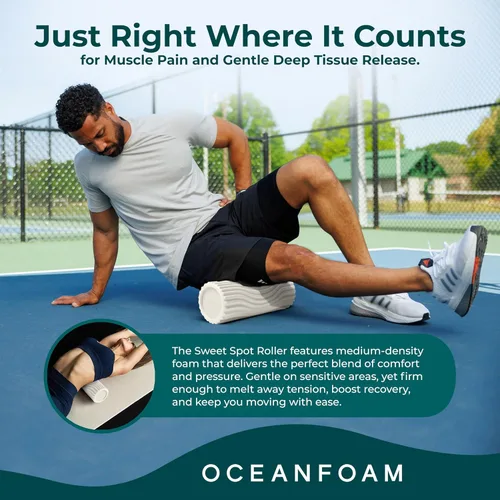Miniatura 6 de Oceanfoam Sweet Spot - Rodillo de espuma mediano para ejercicio de 14" x 5.5" - Rodillo de espuma de densidad media para terapia física, masaje