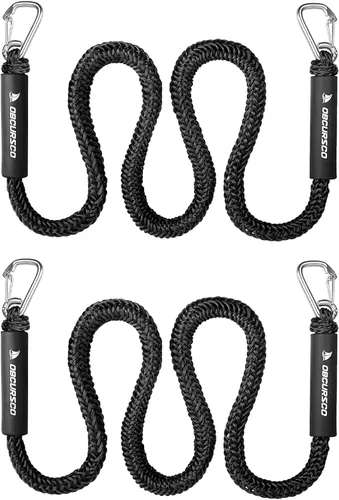 Obcursco Líneas elásticas para muelle – Cuerda de moto acuática con clips dobles de acero inoxidable 316 – Amortiguador de lancha amortiguadora para