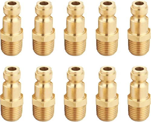 Miniatura 8 de Kit de acoplador y enchufe (7 piezas), tipo automotriz C, NPT de 1/4 de pulgada, juego de accesorios de aire de conexión rápida de latón macizo