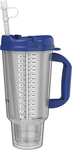 Mugs N Coffee Taza de viaje de 32 onzas – Taza de hospital azul oscuro para bebidas frías – Aislamiento de doble pared, sin BPA, resistente a fugas