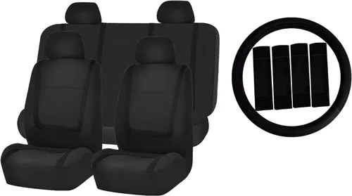 Miniatura 8 de FH GROUP FH-FB032114 fundas de asientos de automóvil de tela lisa exclusivas con funda de volante FH GROUP FH2033 y almohadillas de cinturón
