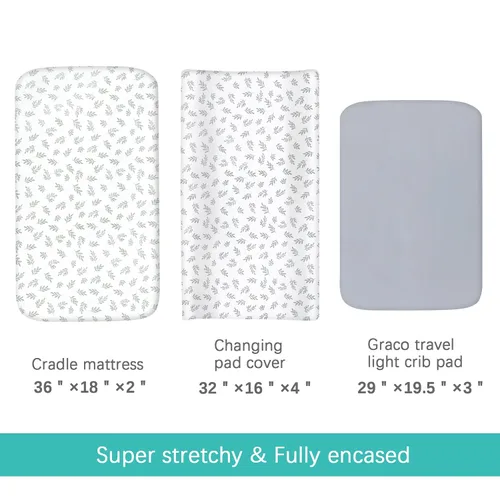 Miniatura 4 de Funda para cambiador, paquete de 4 fundas para cambiador de pañales, sábanas ajustables para cambiador de bebé de 32 x 16 pulgadas, sábanas de cuna