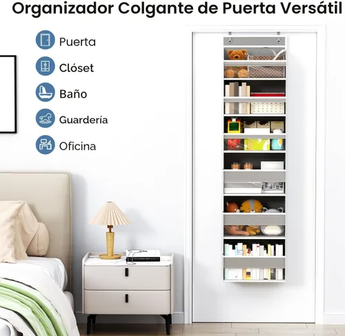 Miniatura 7 de Mefirt Organizador Sobre La Puerta, Organizador de Puerta con 6 Estantes y 6 Bolsillos de Gran Capacidad, Estantes Colgantes de Almacenamiento Sobre