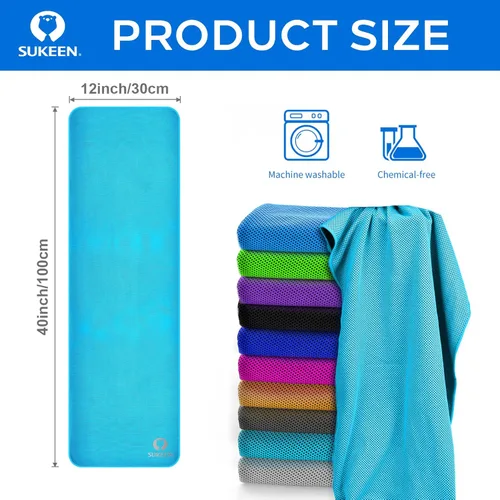 Miniatura 9 de Sukeen Toalla de enfriamiento para cuello y cara (40 x 12 pulgadas), toallas de refrigeración de microfibra a granel para atletas, envolturas