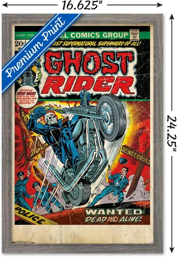 Miniatura 3 de Trends International Marvel Comics Ghost Rider - Póster de pared con portada #1, 22.4 pulgadas de largo x 14.7 pulgadas, versión enmarcada de madera