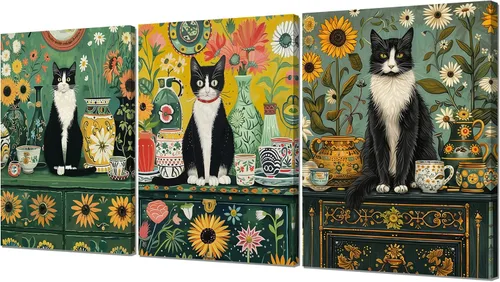 Miniatura 12 de Pintura solar para pared, diseño de líneas bohemias, montañas, decoración de pared de mediados de siglo, juego de 3 lienzos impresos en lienzo