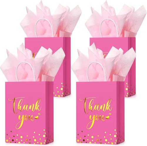 Miniatura 16 de Tinlade 30 bolsas de regalo de agradecimiento con papel de seda dorado con asa para graduación, negocios, compras, boda, ducha, regalos de fiesta