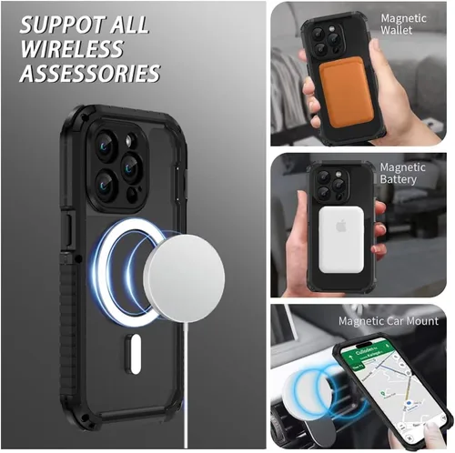 Miniatura 7 de FW - Funda de metal para iPhone 15 Pro, compatible con MagSafe, funda para iPhone 15 Pro, marco de metal de aluminio, cuerpo completo, resistente