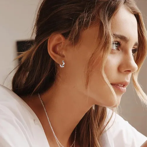 Miniatura 2 de Aretes de perro para mujer, aretes de aro pequeños de plata de ley con estampado de patas, aretes de aro para cachorros, aretes de pata de gato