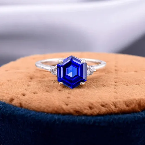 Miniatura 21 de Anillo de plata de ley 925 para mujer, anillo de diamantes de imitación de aguamarina de plata esterlina, anillo Art Deco de marzo, piedra natal