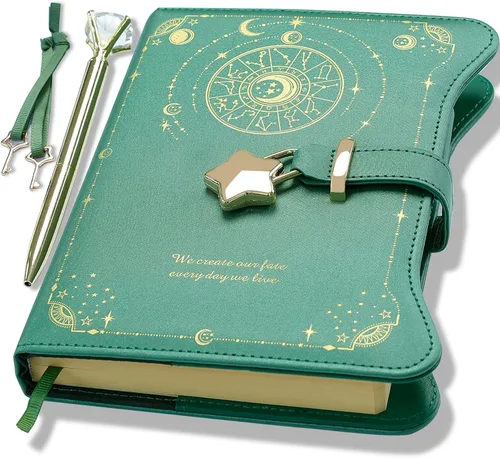 Miniatura 17 de Hoci Poci Agenda con candado y llaves para niñas, ideas de regalo para niñas, diario de 360 páginas con bordes dorados para mujeres, cuaderno