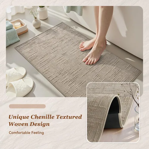Miniatura 4 de AMOAMI Alfombra de Baño Antideslizante Súper Absorbente de Secado Rápido Alfombras de Baño para Piso de Baño Respaldo de Goma Lavable Alfombras
