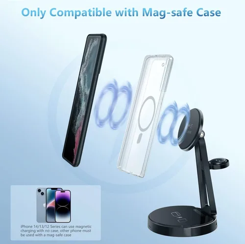 Miniatura 3 de Cargador inalámbrico para Samsung Estación de carga 3 en 1 para Samsung Galaxy S25/S24/S23/S22 y Watch 7/6/5/Buds Cargador MagSafe para iPhone