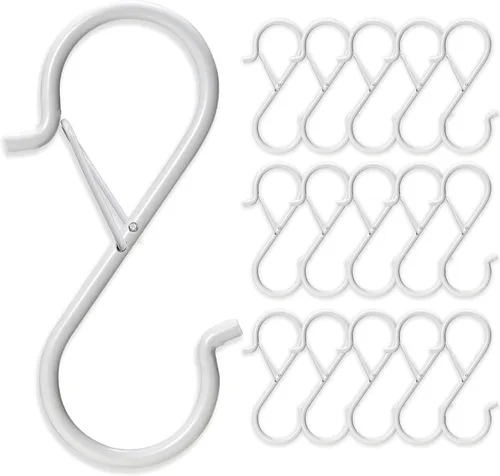 Miniatura 7 de FSAH 17 piezas de ganchos en S para colgar con hebilla de seguridad, ganchos de acero inoxidable con forma de S de 3.5 pulgadas con bloqueo