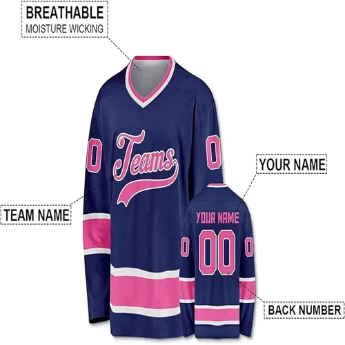 Miniatura 2 de Camiseta de práctica de hockey sobre hielo personalizada para hombres y mujeres, número de nombre impreso, adulto y juvenil
