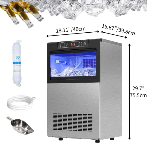 Miniatura 7 de YITAHOME Máquina para hacer hielo de 100 libras, máquina de hielo comercial bajo encimera, certificado ETL y DOE, grandes máquinas de hielo