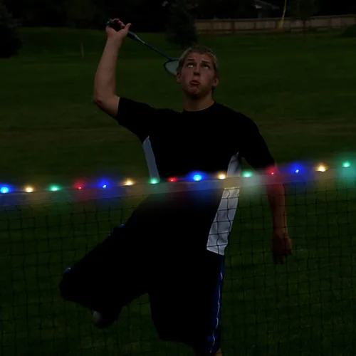 Miniatura 3 de Aoneky Red de bádminton con luz LED de 20 pies, red de deportes al aire libre que brilla en la oscuridad con 4 cuerdas, portátil
