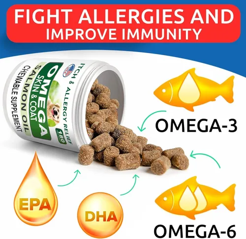 Miniatura 2 de BARK&SPARK Paquete de 2 omega 3 para perros, 360 masticables de aceite de pescado para desprendimiento de perros, alergias en la piel, alivio
