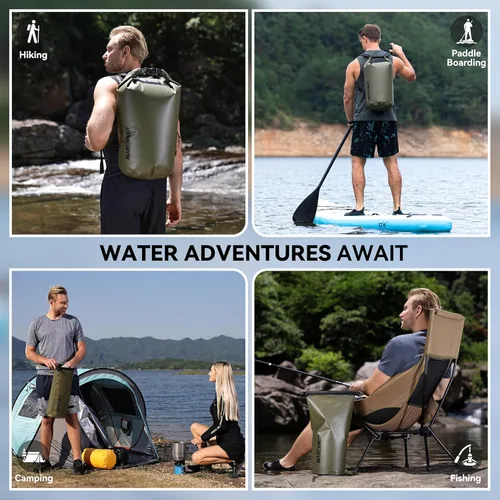 Miniatura 6 de MARCHWAY - Bolso seco flotante e impermeable 1.32/2.64/5.28/7.93/10.57 galones, parte superior enrollable, mantiene secos equipos de kayak rafting