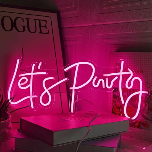Miniatura 3 de Letrero de neón de Let's Party, luces LED de neón para decoración de pared de dormitorio, luces decorativas artísticas para despedida de soltera